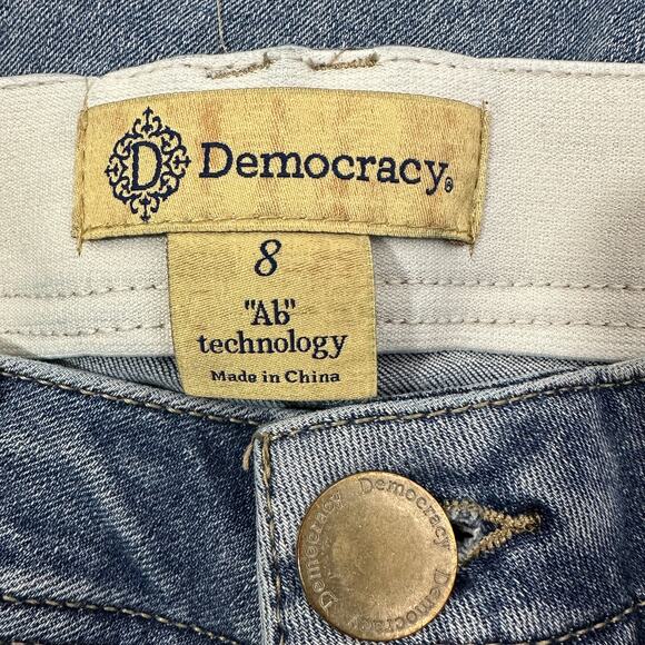 Democracy Ab Technology Jeans Womens 8 Medium Wash Distressed Frayed Hem Casual - Picture 5 of 7